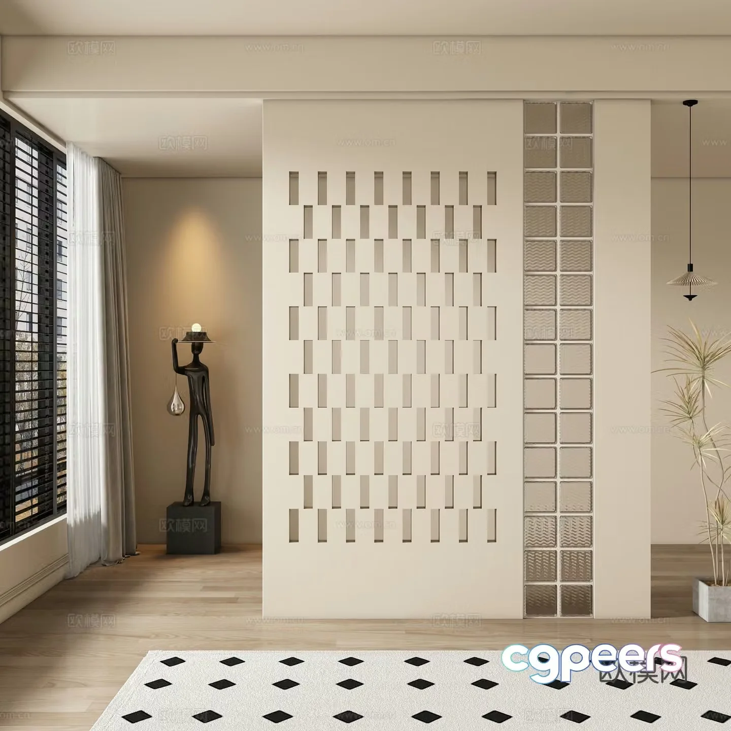 Modern medieval style entrance hallway partition 3D model
