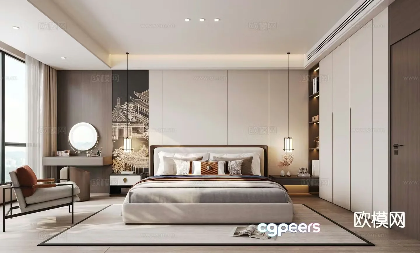 New Chinese style bedroom master bedroom 3d model