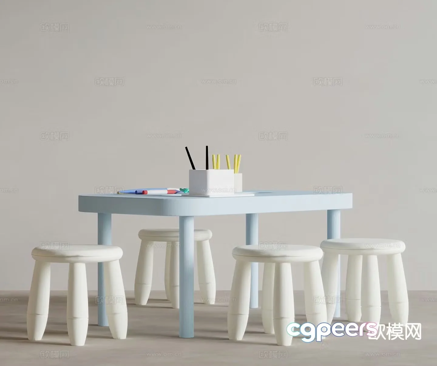 Modern children’s table and chair 3d model