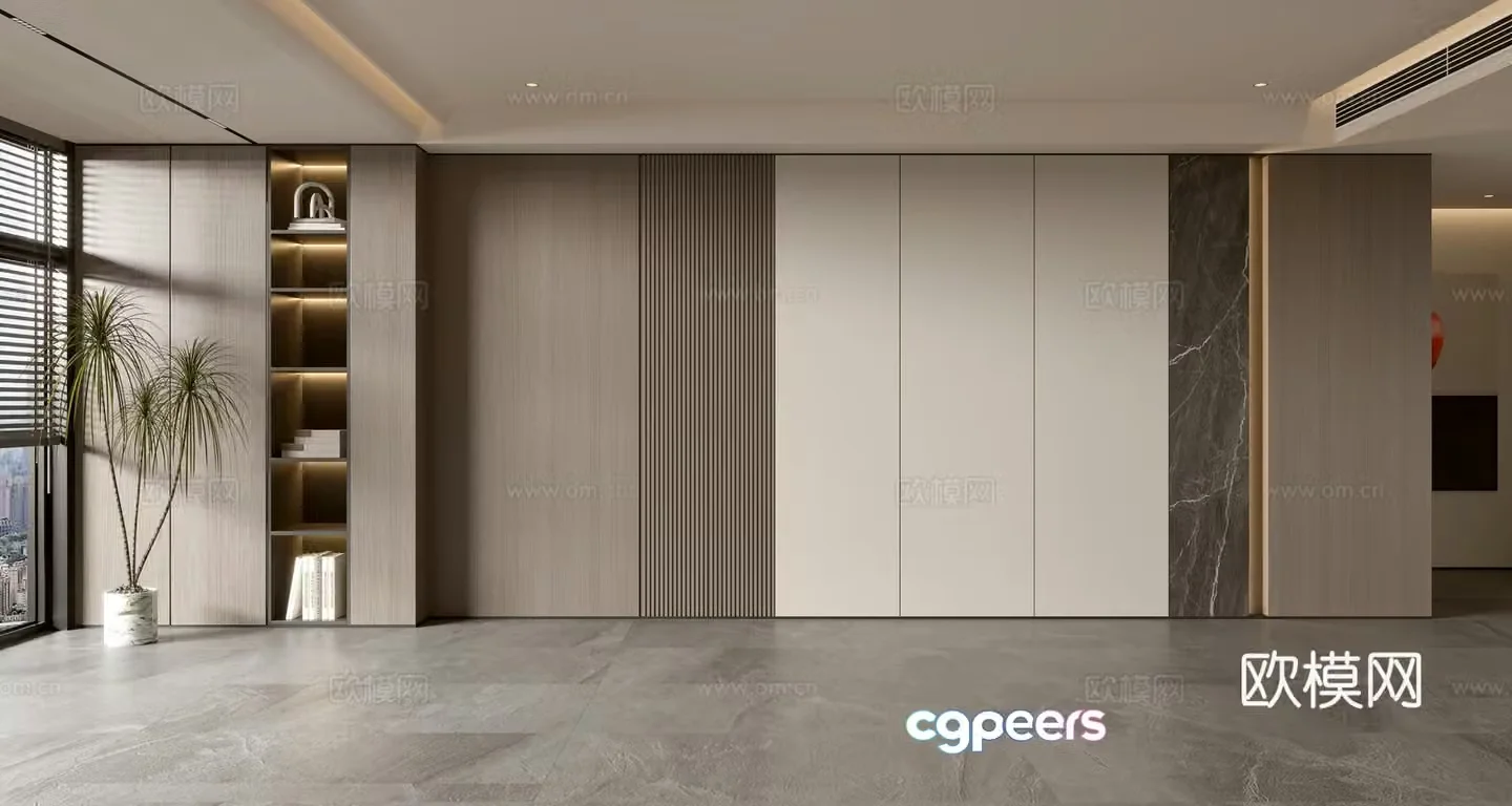 Modern sofa background wall 3d model