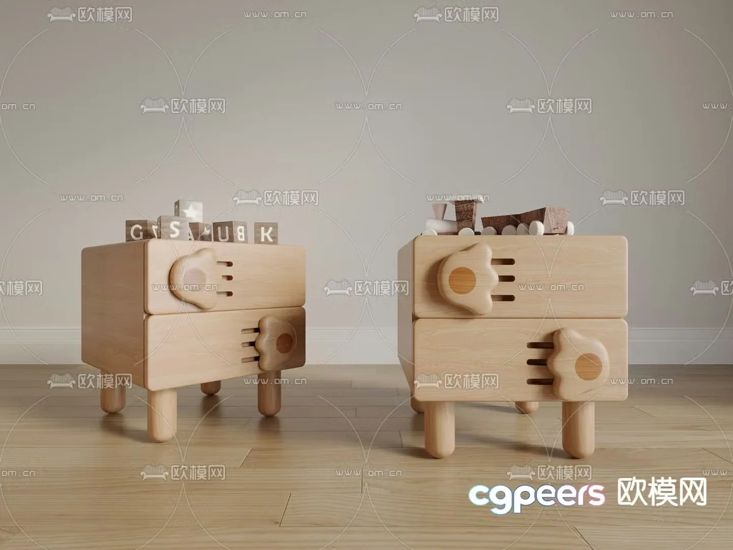 Cat’s claw side cabinet children’s storage cabinet 3d model