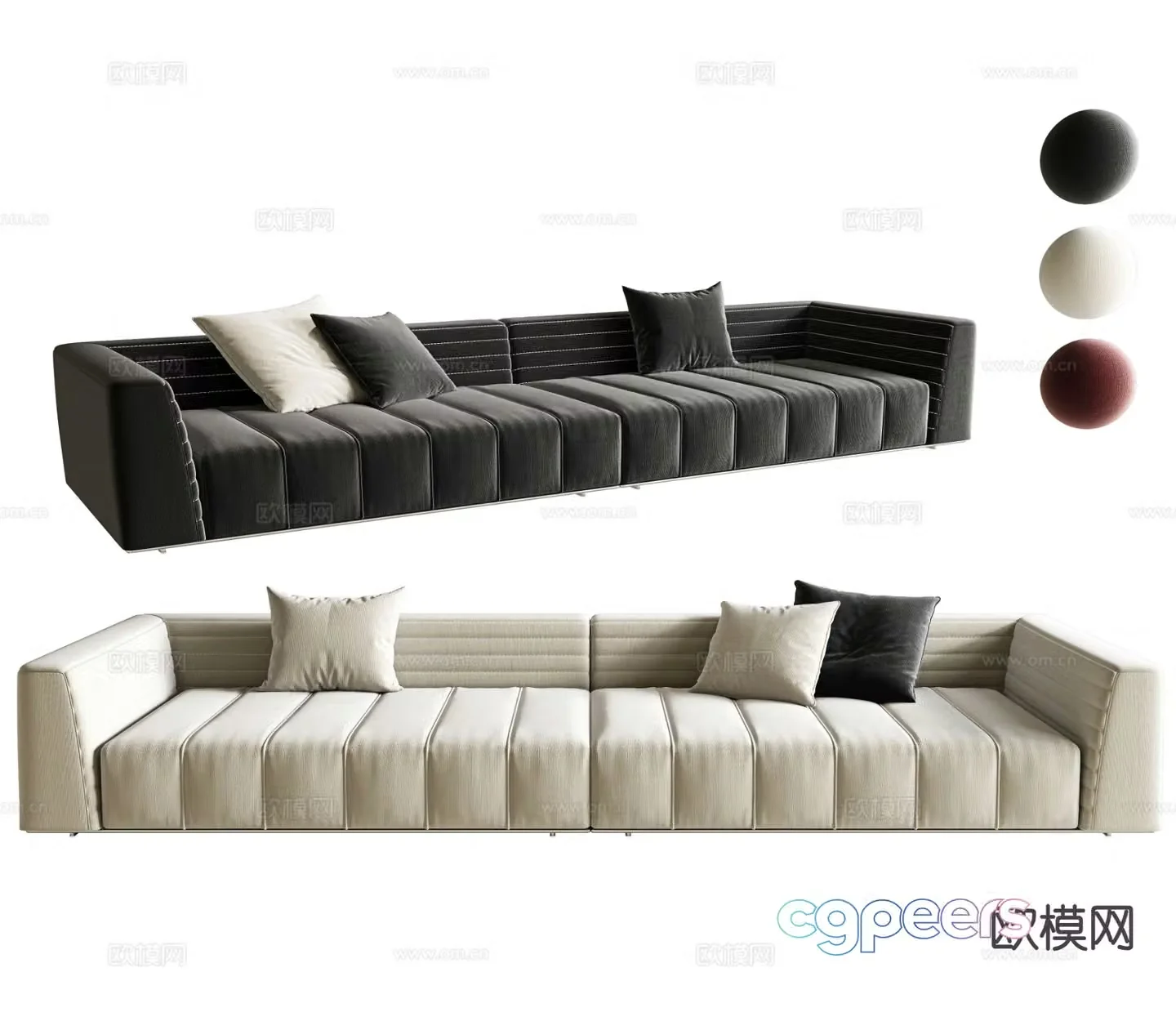Modern double sofa module sofa 3d model