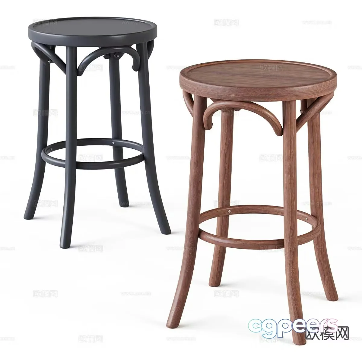 Medieval style round stool stool bar stool 3d model
