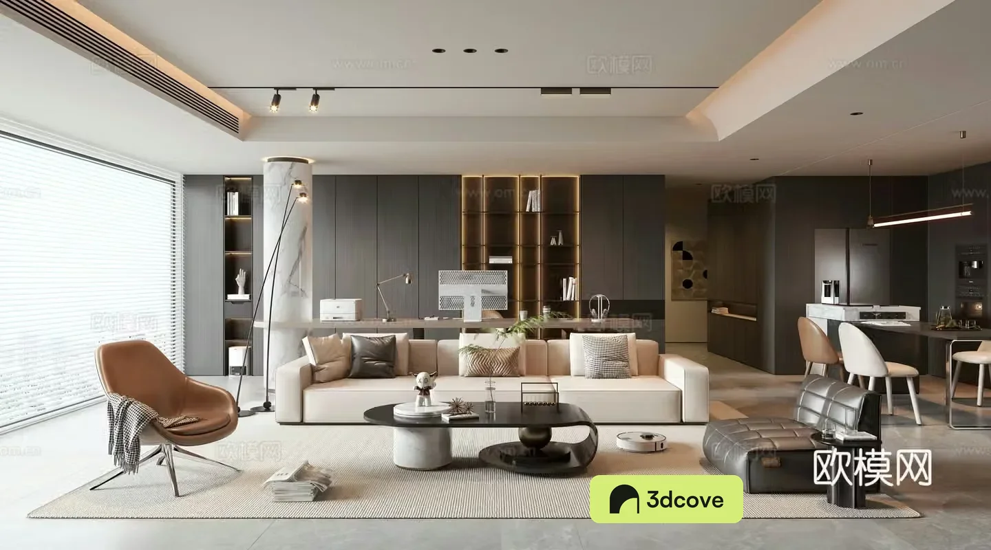 Modern living and dining room