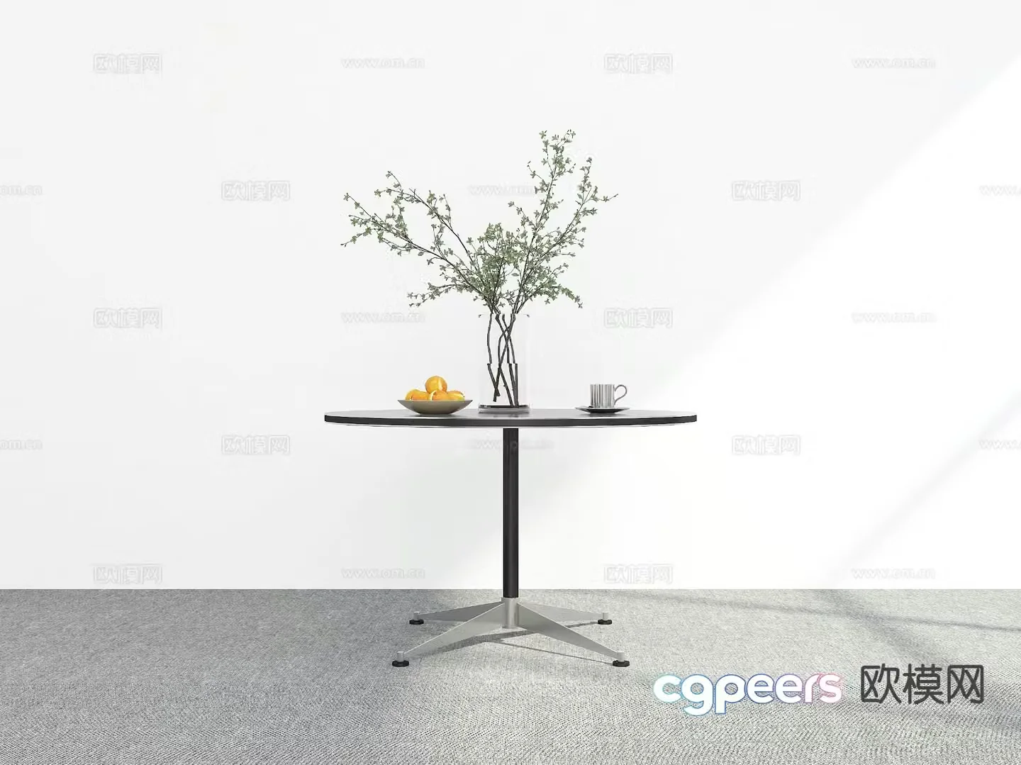 Round dining table lacquered dining table 3d model