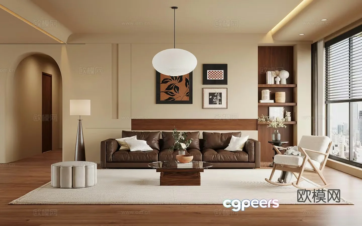 Home living room medieval style living room sofa coffee table combination sofa background wall 3d model