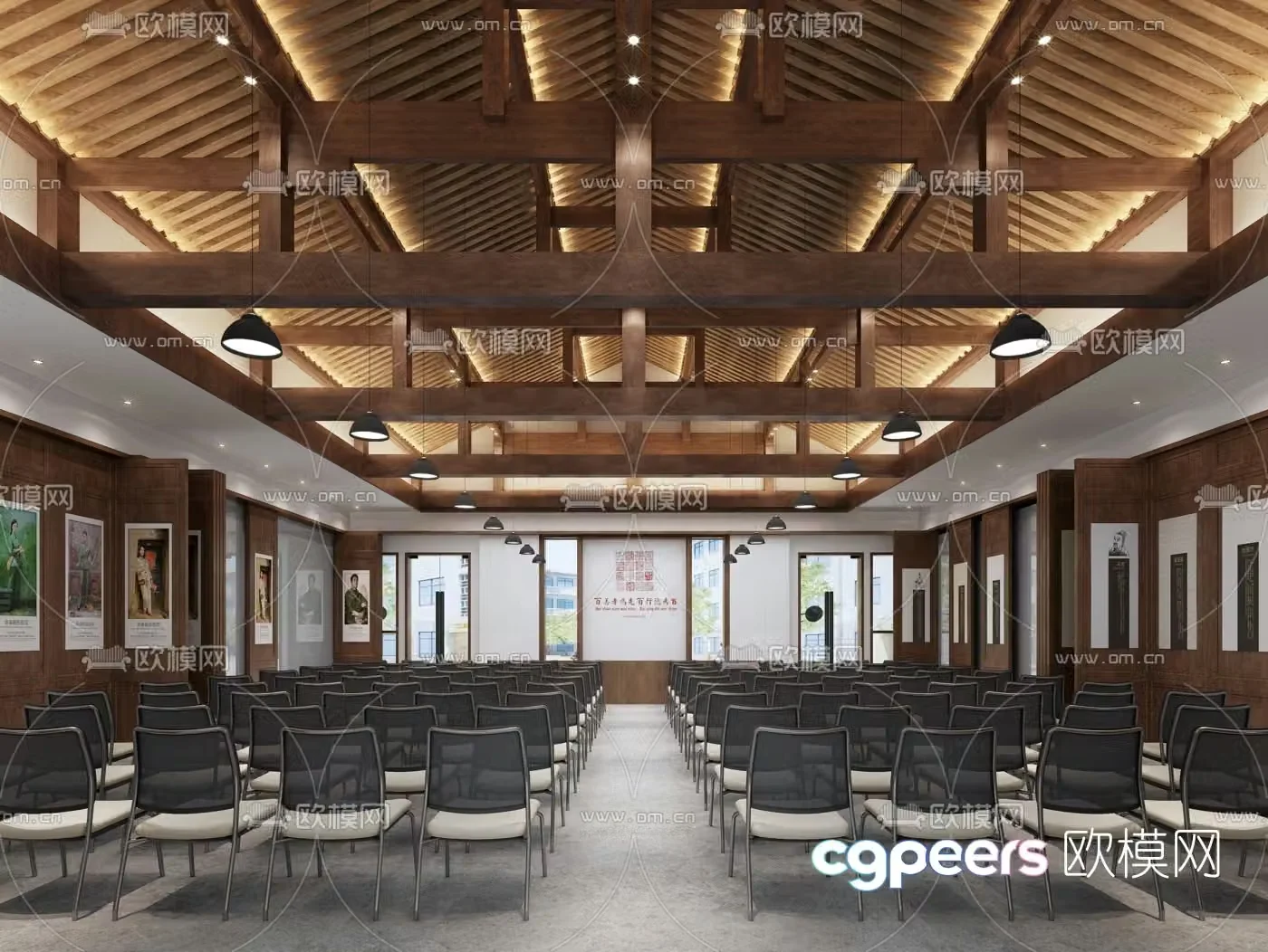 New Chinese-style hotel conference hall lecture hall 3D model