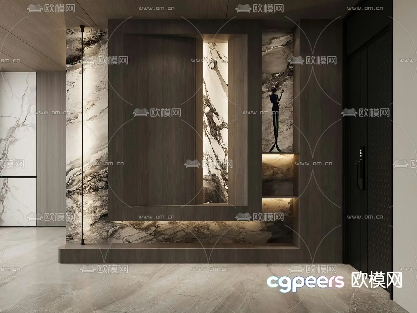 Modern entrance shoe cabinet 3d model