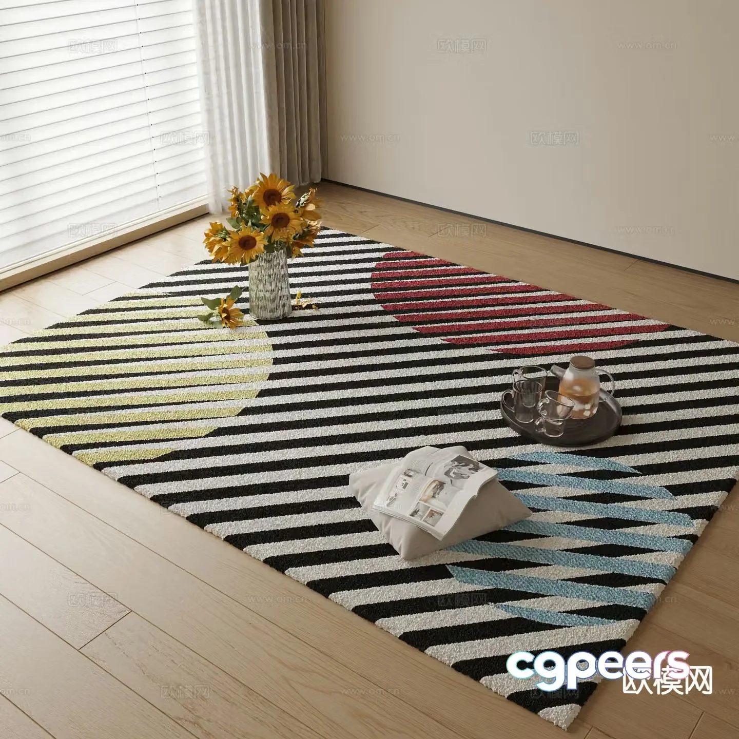 Modern carpet square rug 3d model