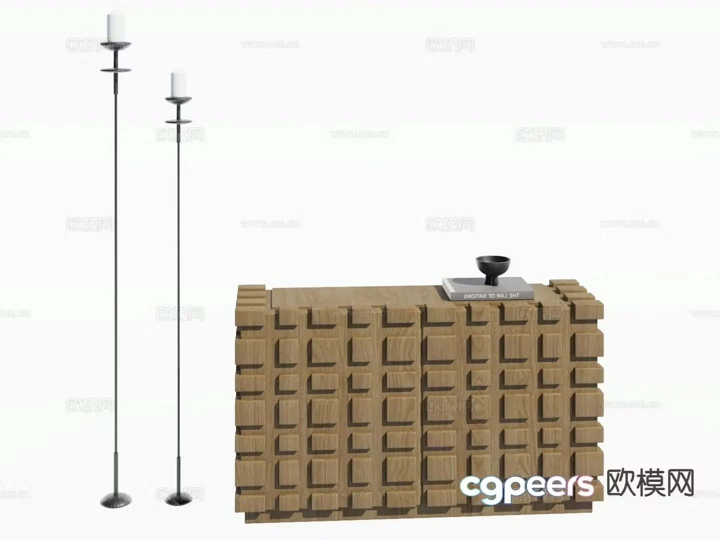 Medieval style side cabinet and entrance cabinet 3D model