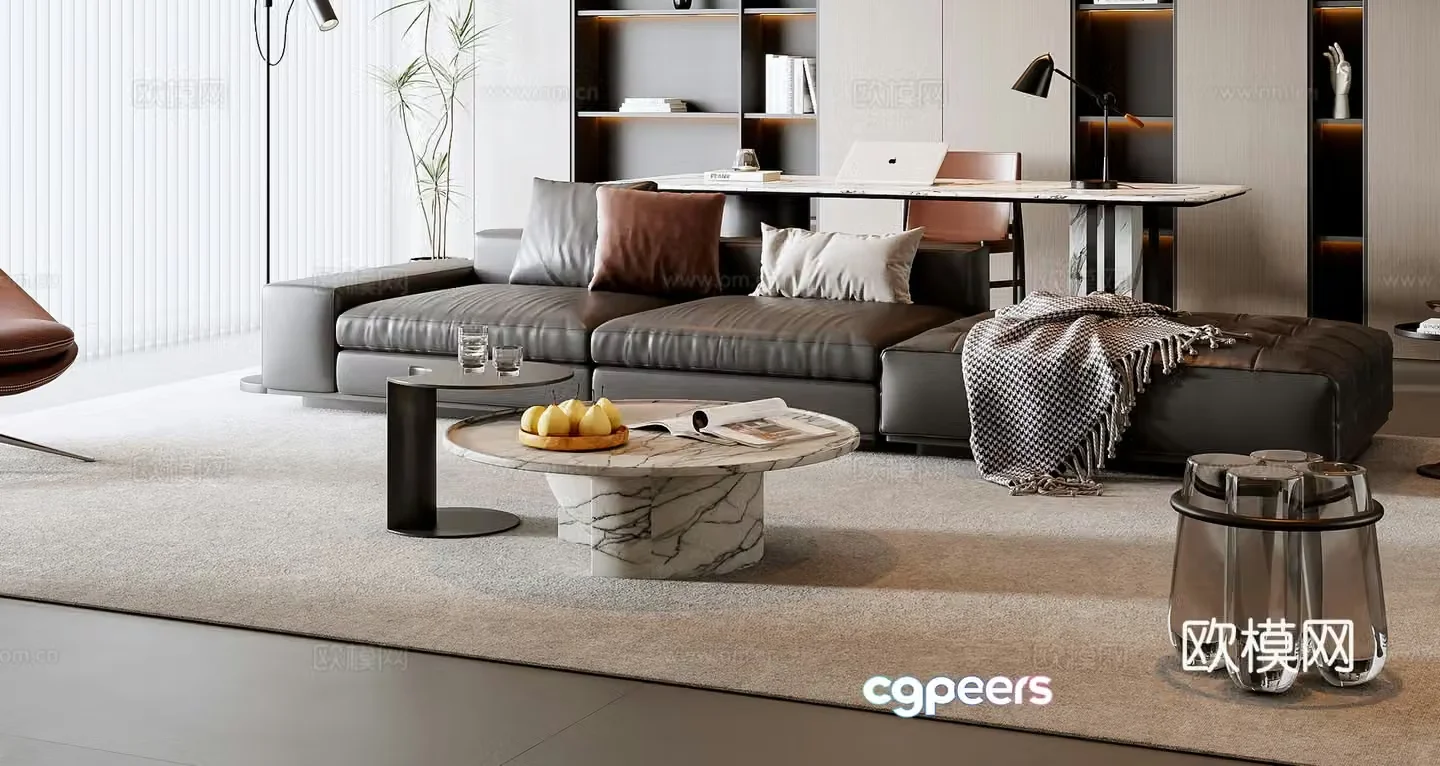 Italian sofa coffee table combination 3D model