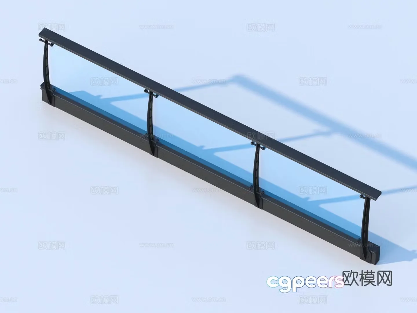 Glass Rail Handrail Fence Guardrail Railing 3d Model