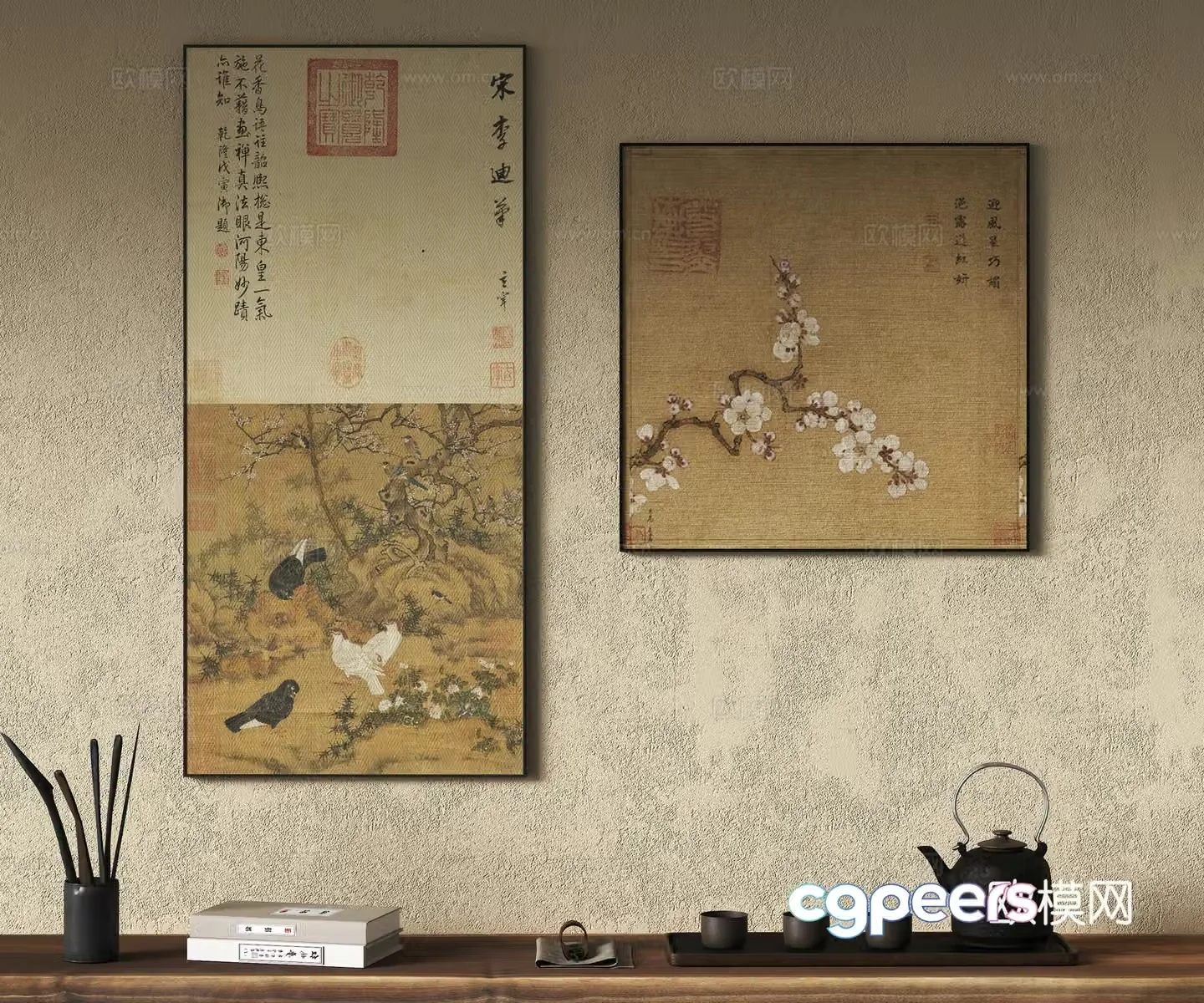 Song style aesthetic decorative painting 3D model