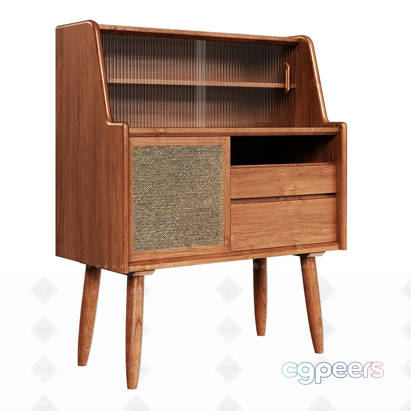 Mid-Century Modern Wooden Desk 3D Model – 3793 – VRAY Render