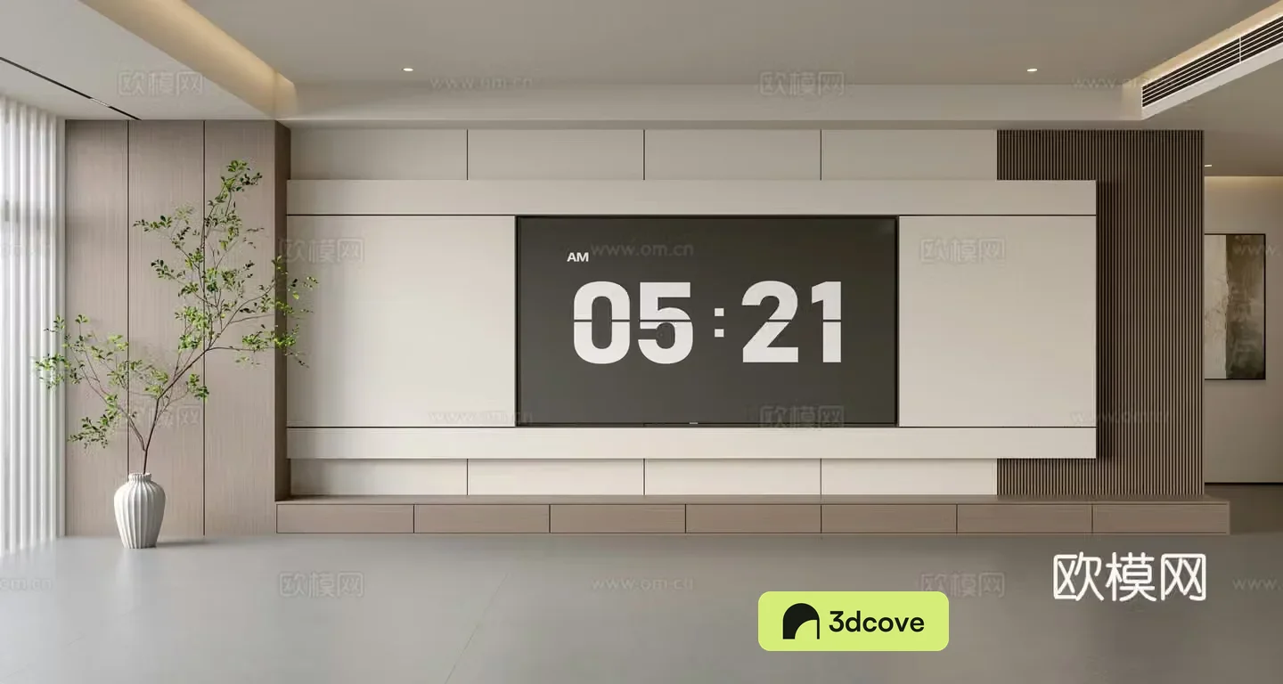 Modern simple living room light luxury TV background wall full wall TV cabinet wooden veneer background wall