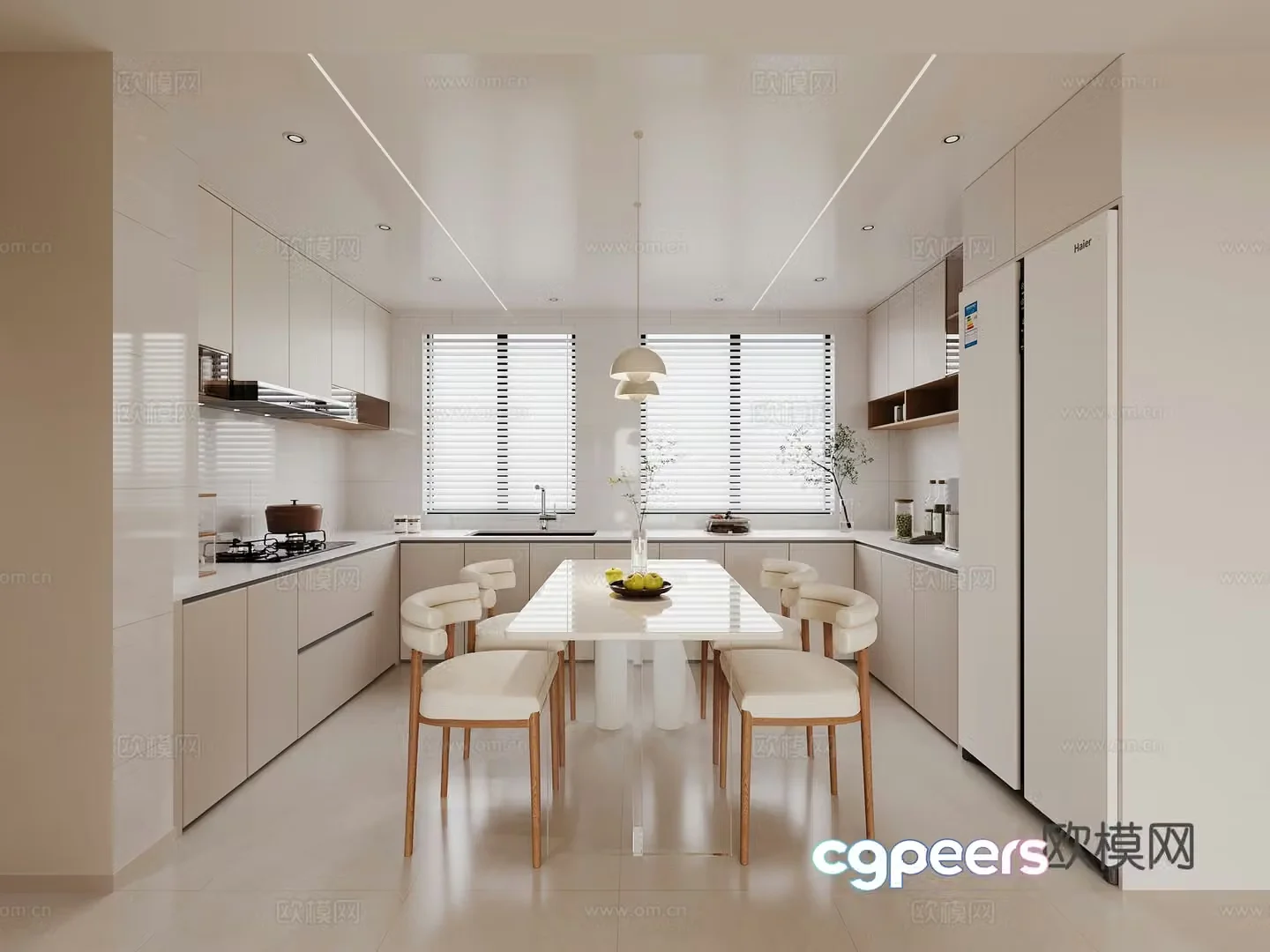 Creamy Style Restaurant Kitchen 3d Model