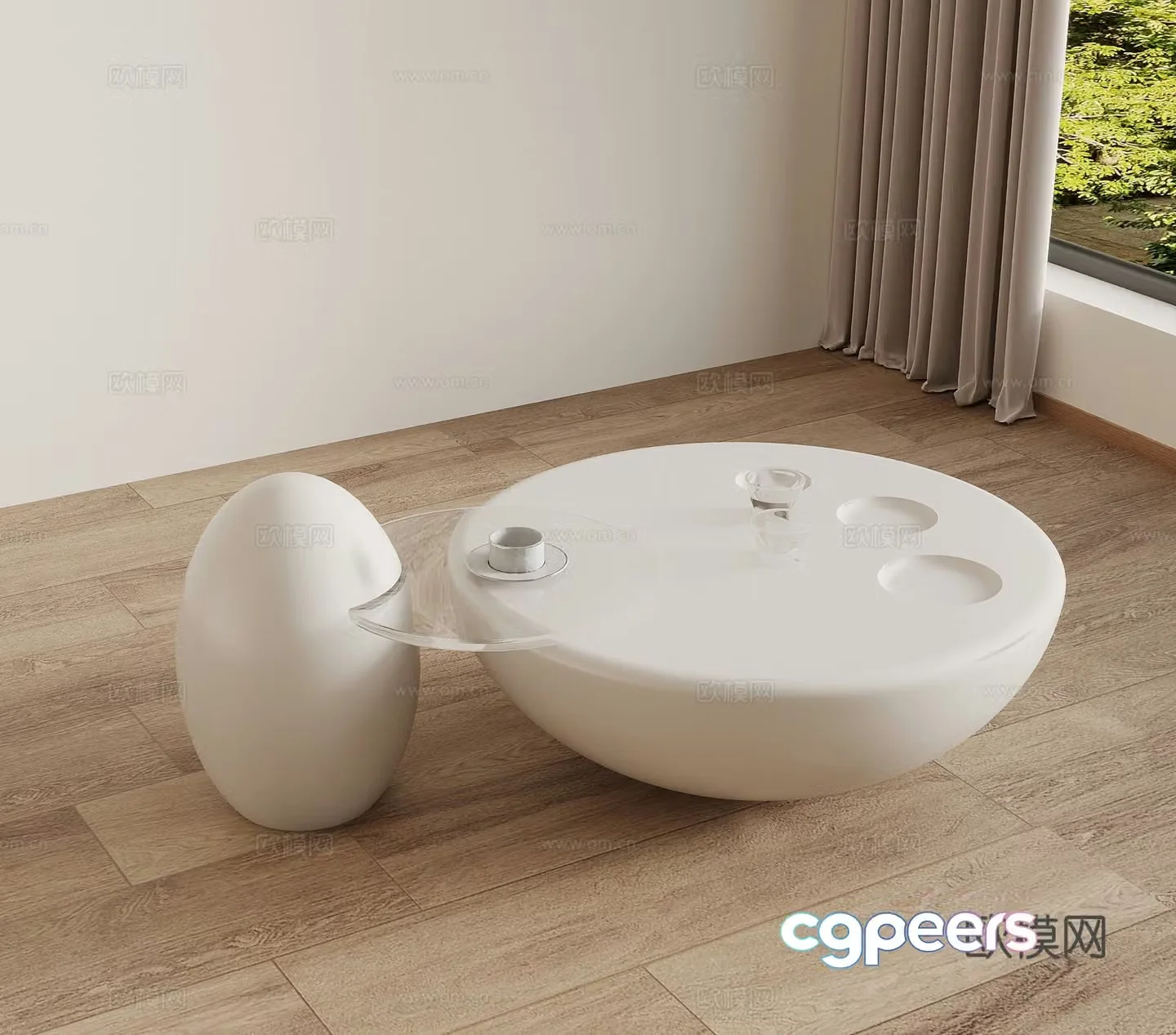 Modern coffee table special-shaped coffee table combination coffee table glass coffee table 3D model