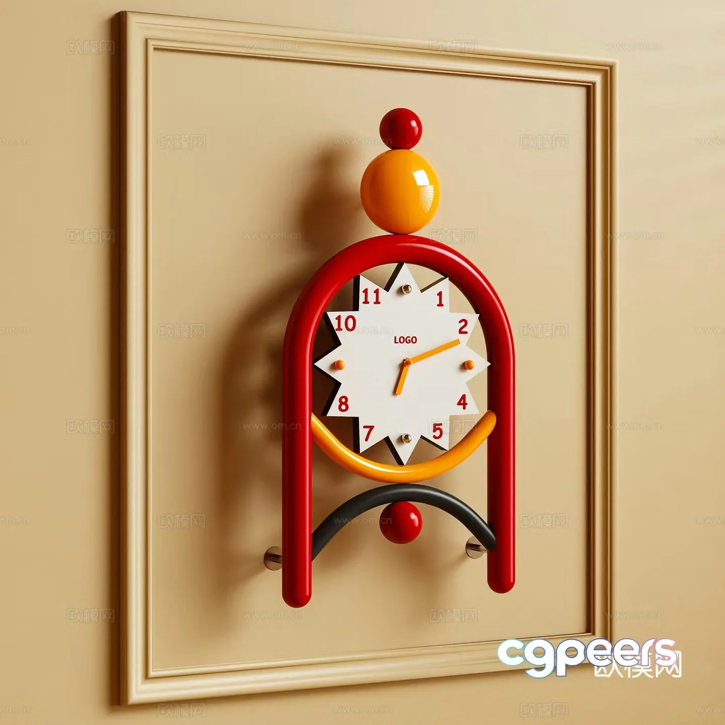 Modern clock Wall clock Dopamine 3D model