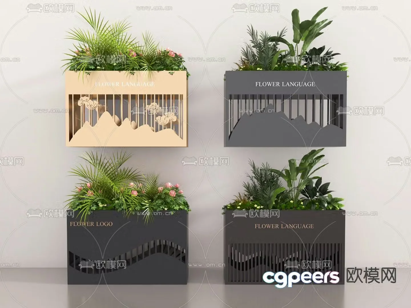 External flower box flower bed flower pond 3d model