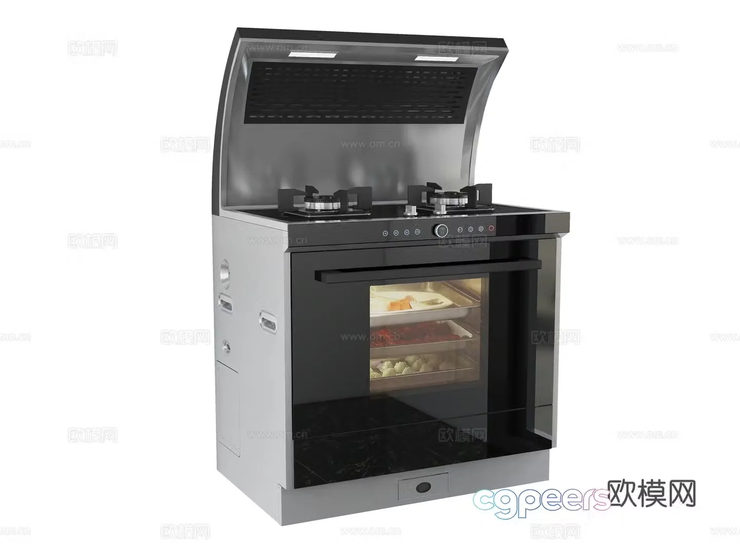 Modern integrated stove 3D model