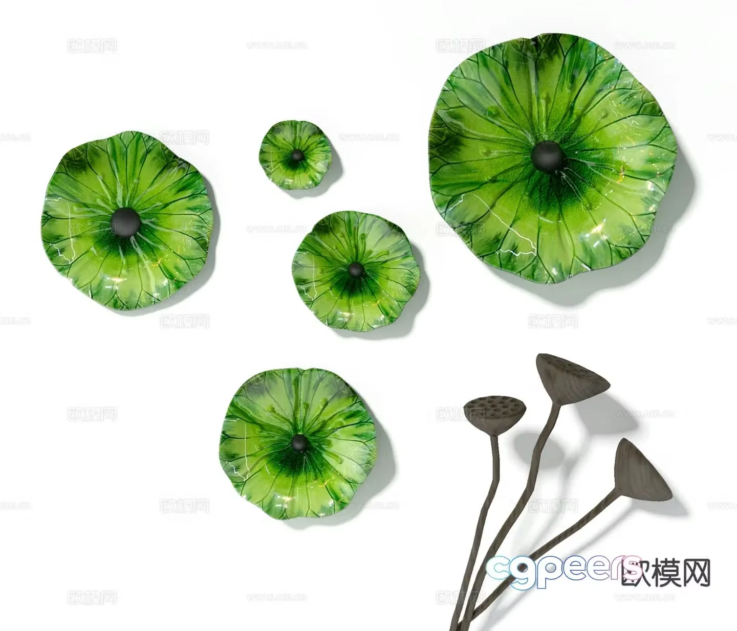 New Chinese style lotus leaf wall decoration lotus leaf pendant 3D model