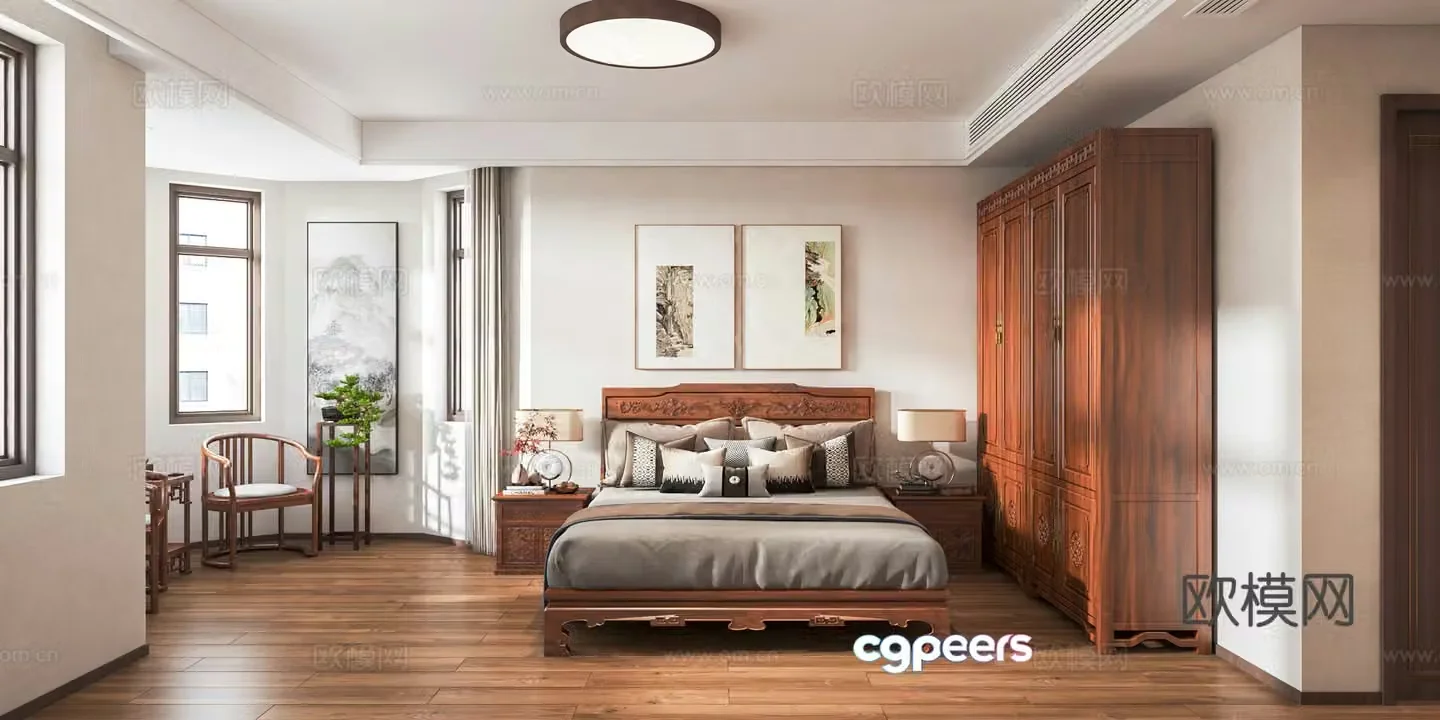 New Chinese style bedroom master bedroom 3d model