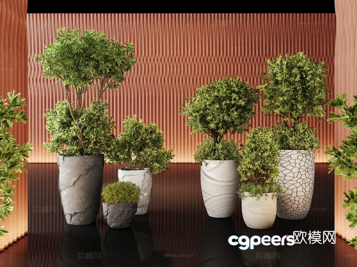 Green plant plant pot potted plant 3d model