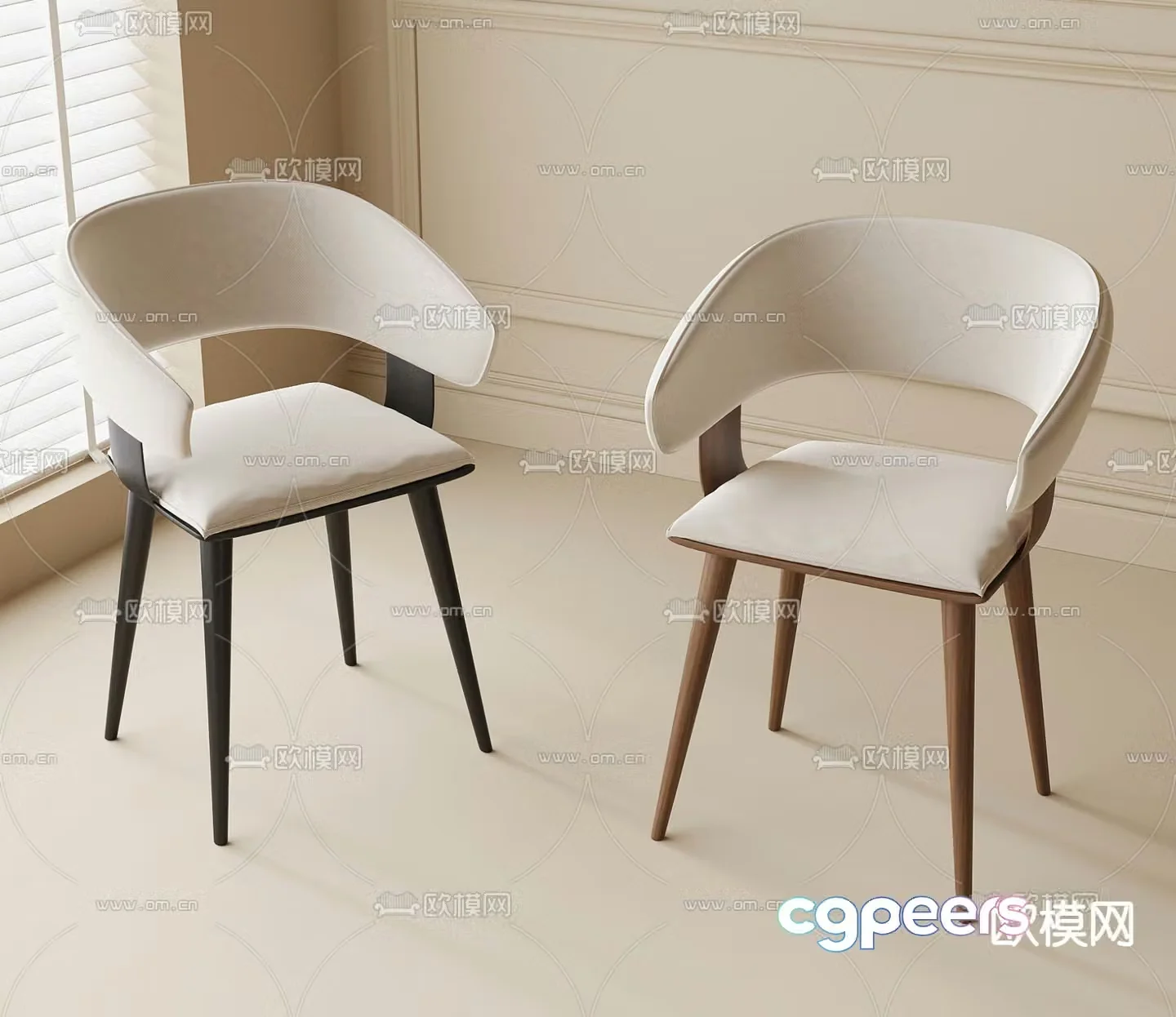 Modern dining chair single chair 3d model