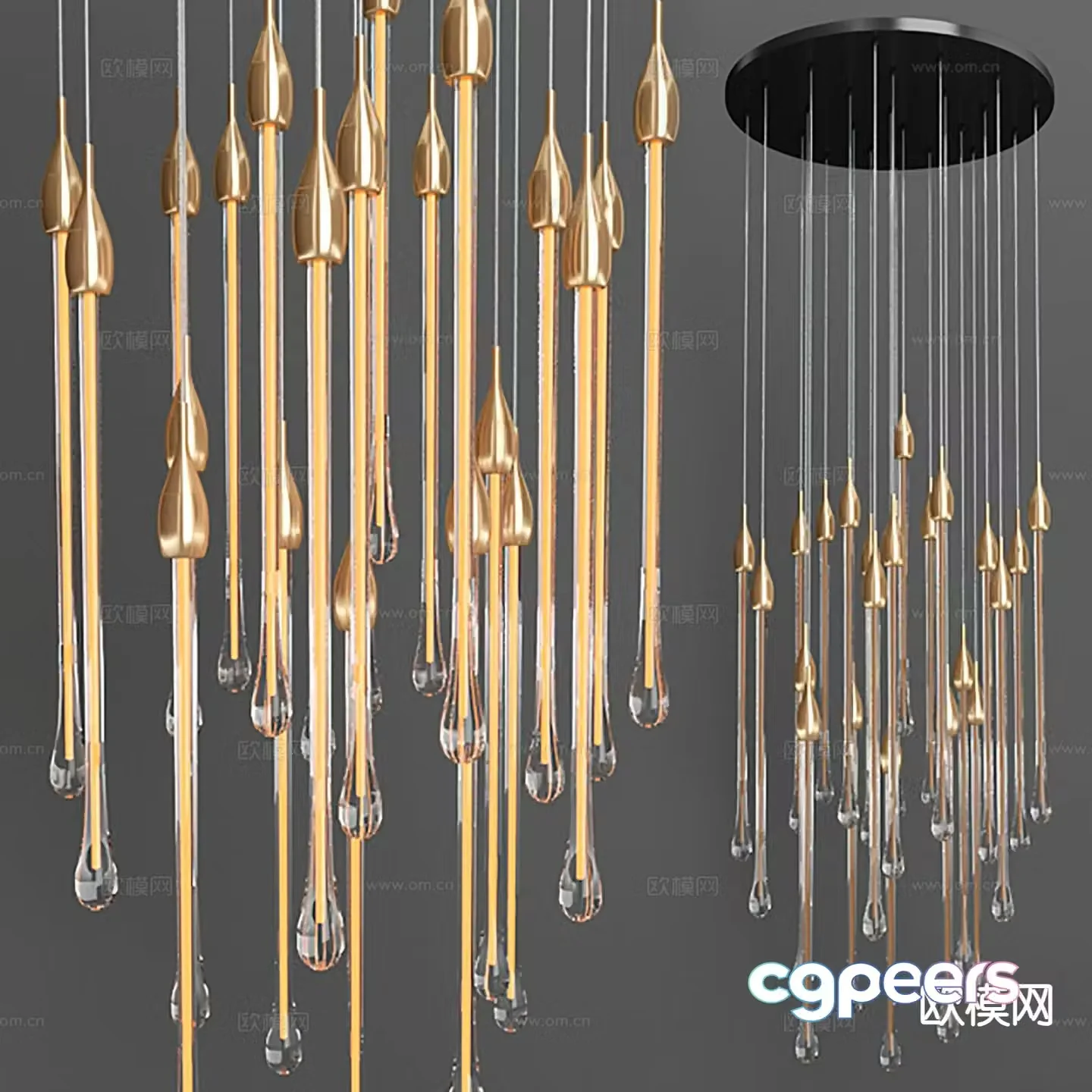 Light luxury chandelier crystal lamp 3d model