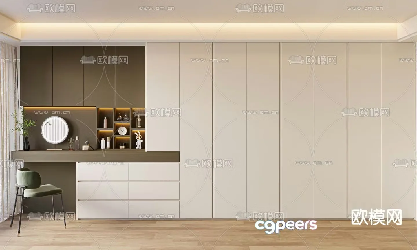 Modern wardrobe dresser integrated cabinet 3d model