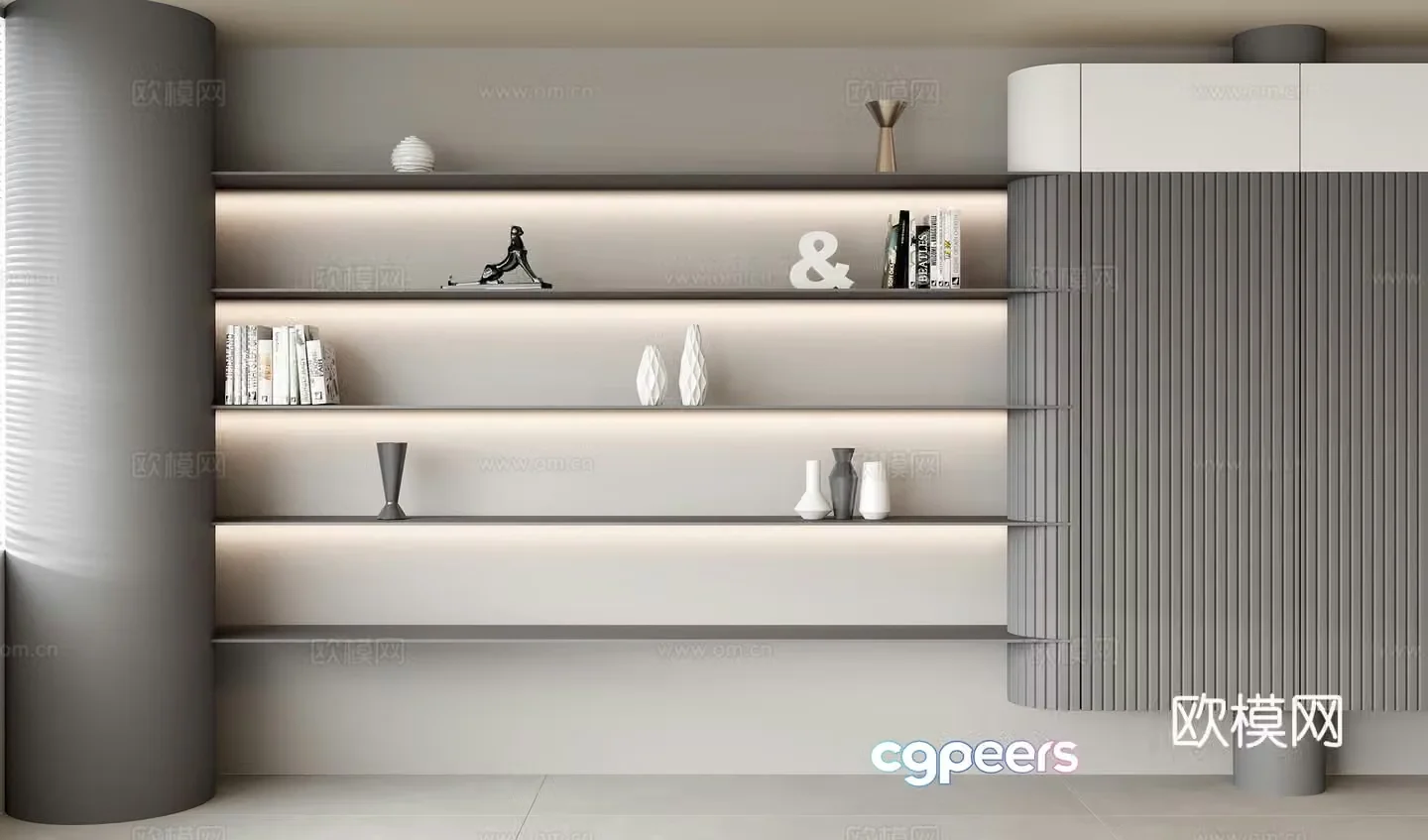 Background decoration rack minimalist bookshelf books books jewelry ornaments 3d model