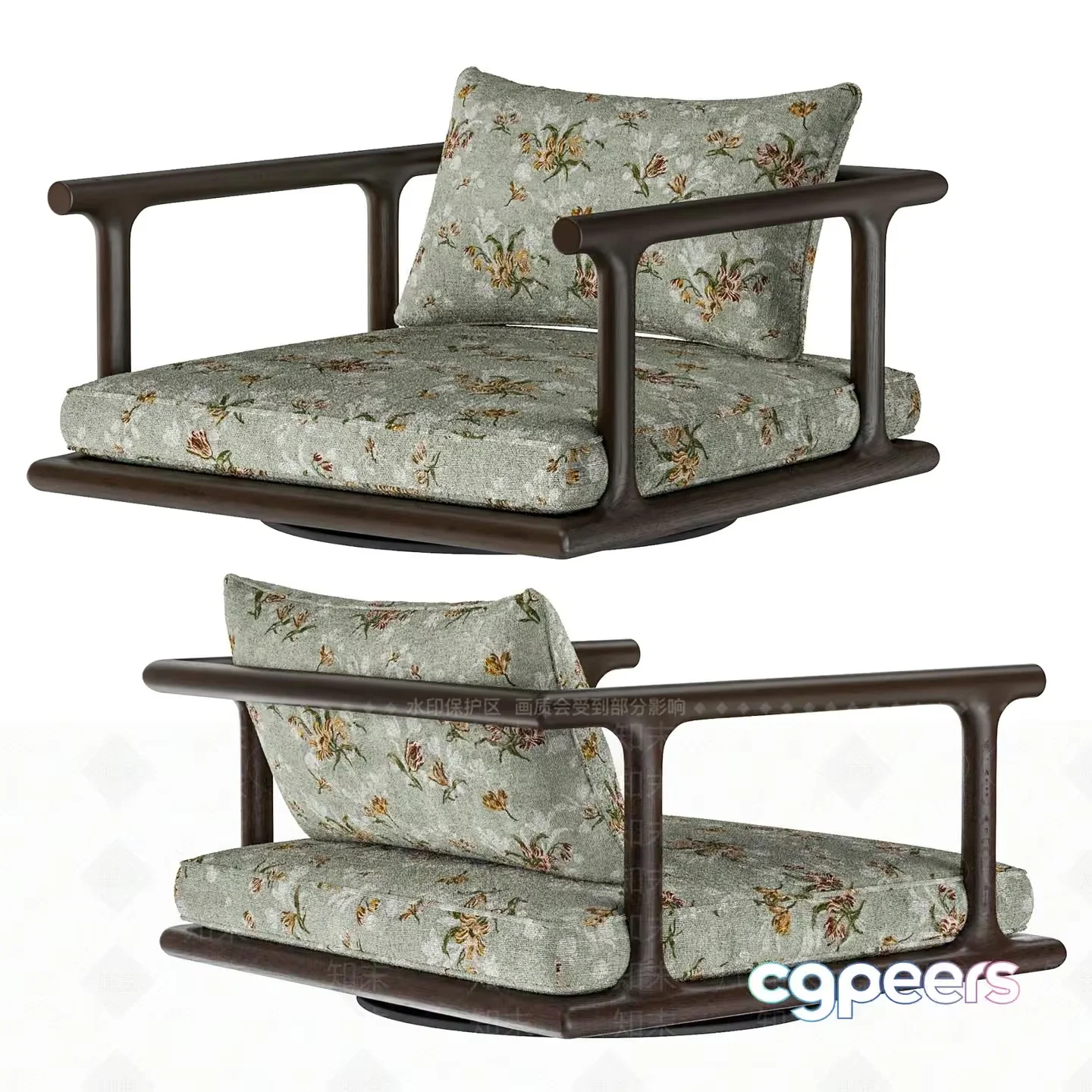 Modern Floral Chair 3D Model – 2114 – CORONA Render