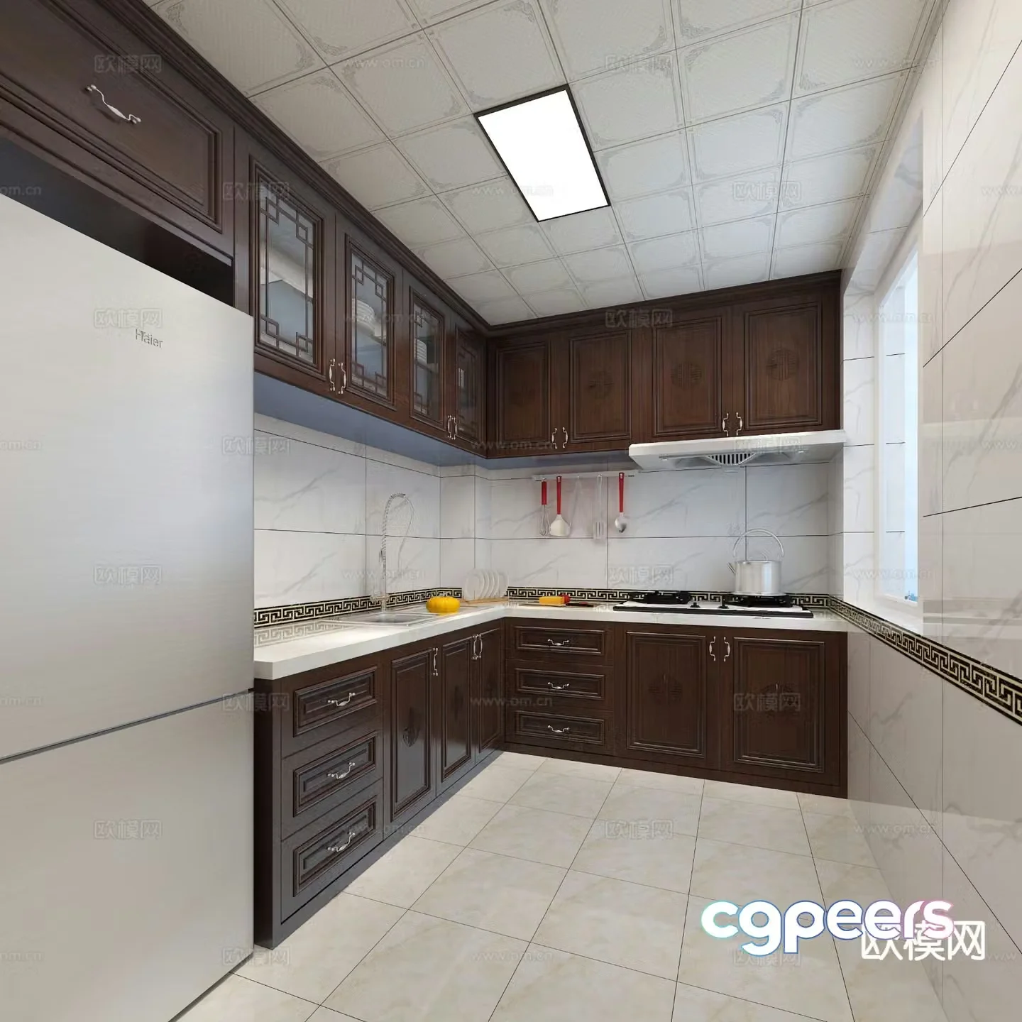 New Chinese style kitchen cabinet 3d model