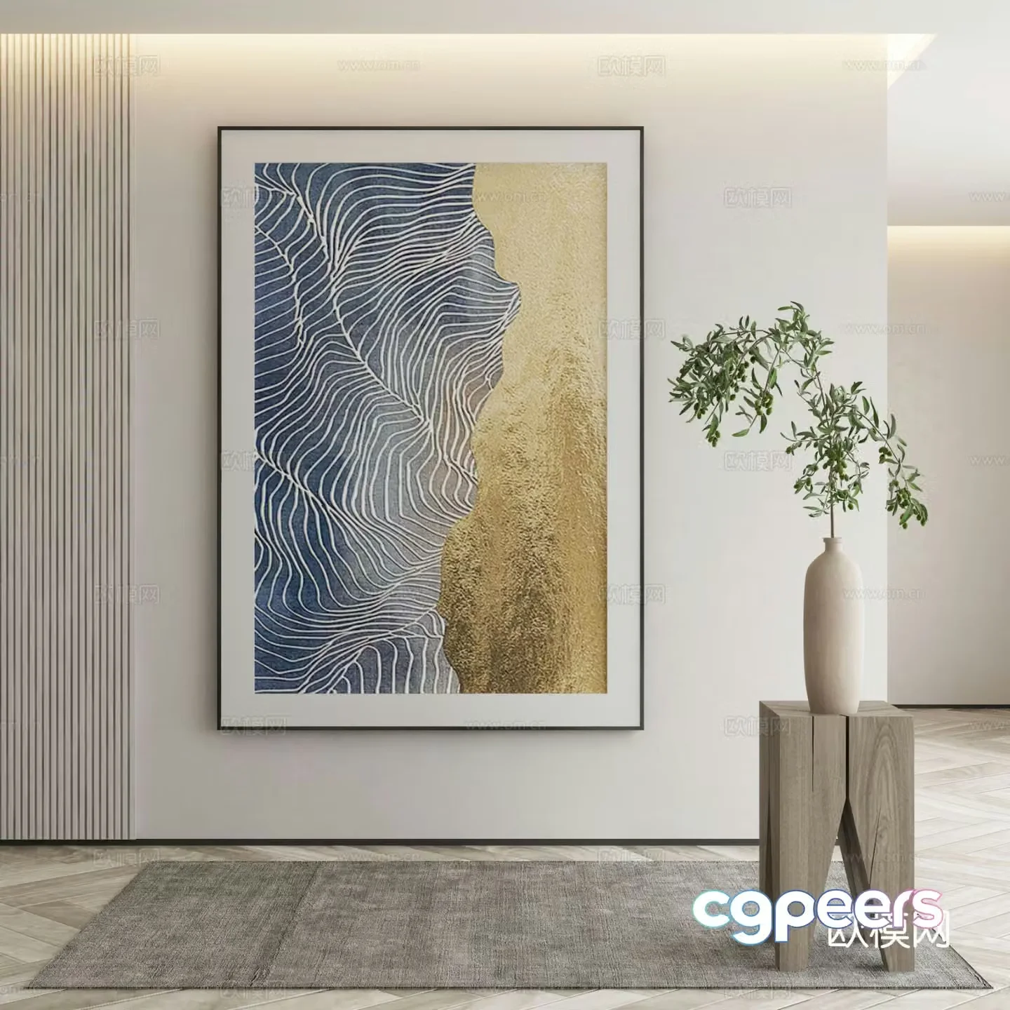 Modern texture painting decorative painting 3d model
