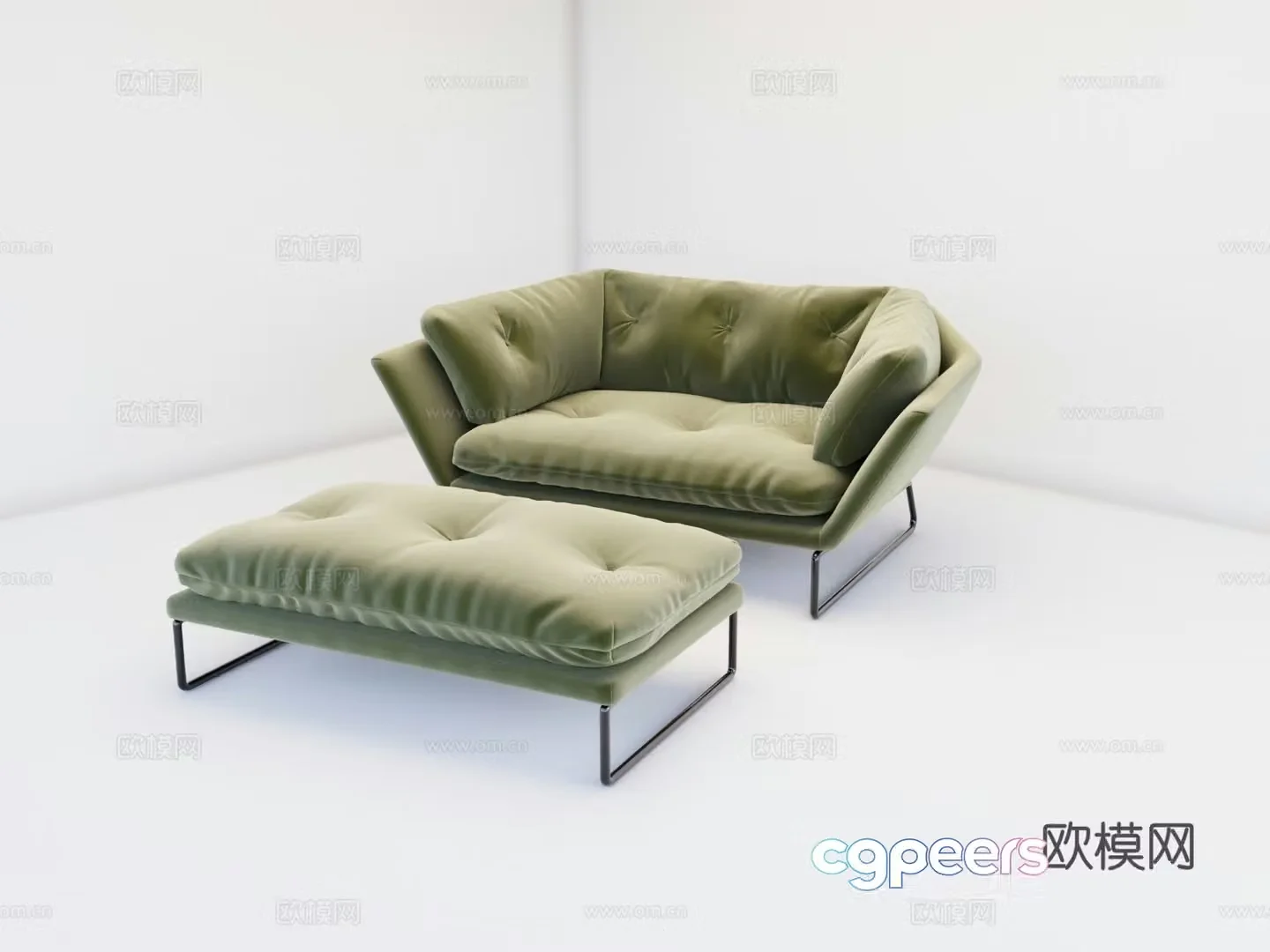 Double casual sofa 3d model