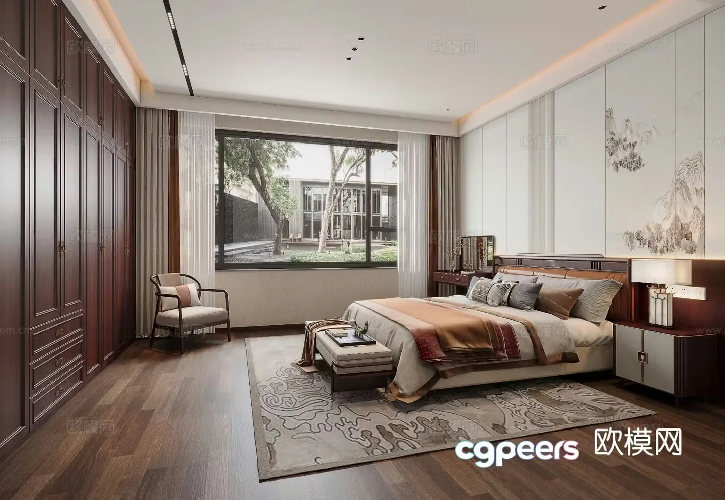 Chinese style bedroom master bedroom elders room 3d model
