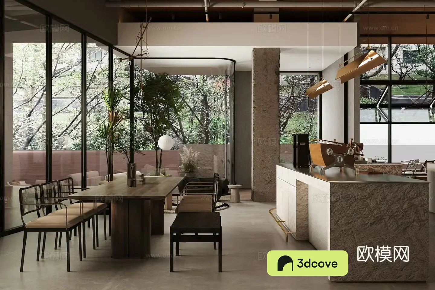 Industrial style cafe