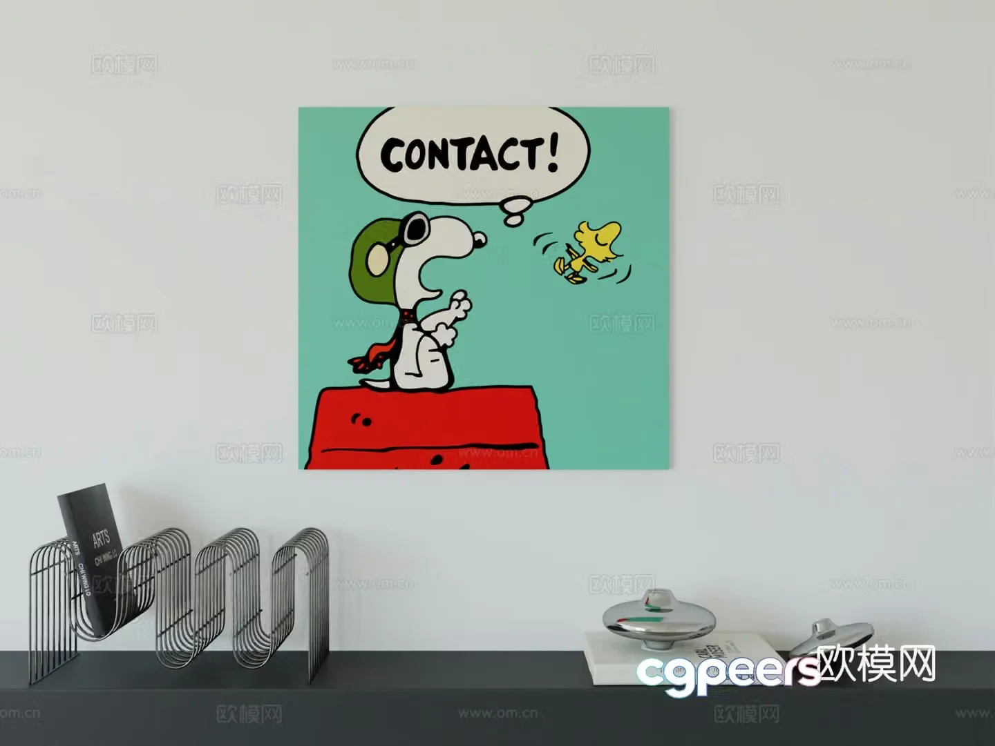 Modern minimalist cute cartoon animal girl room boy room hanging painting 3d model