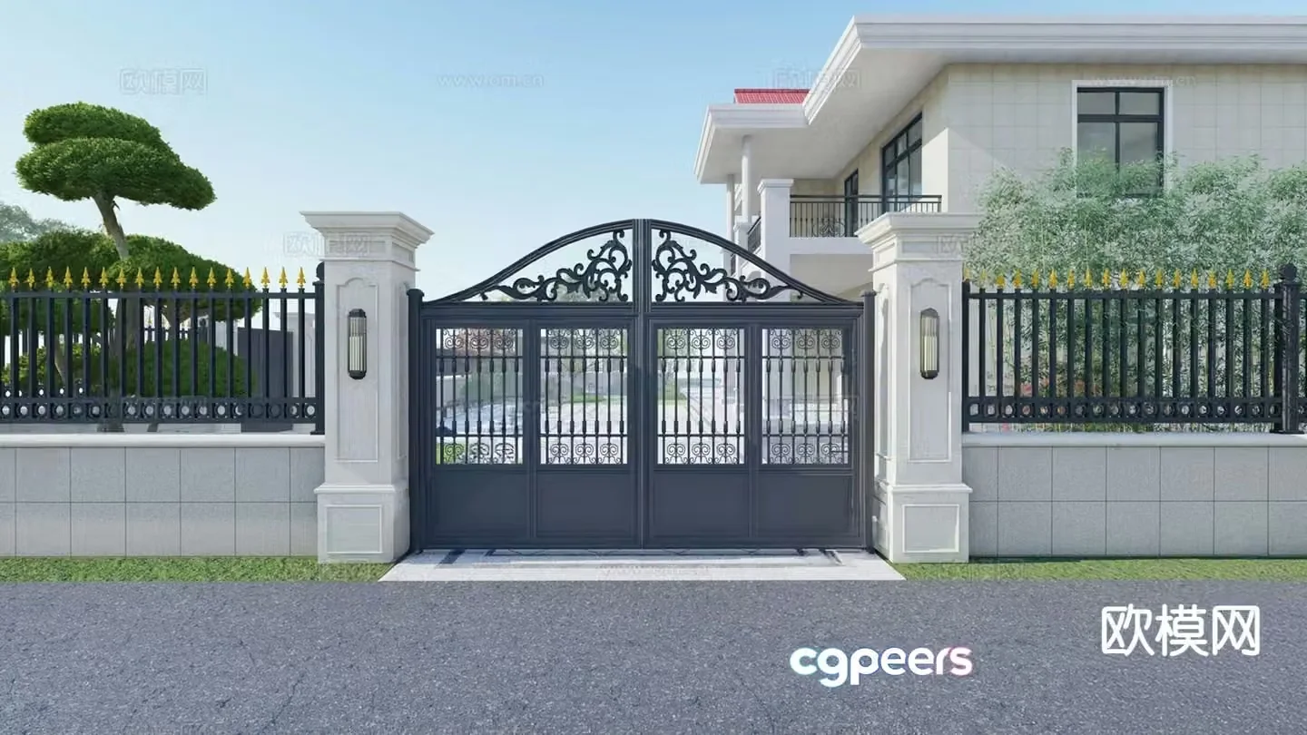 European style courtyard gate villa gate 3d model