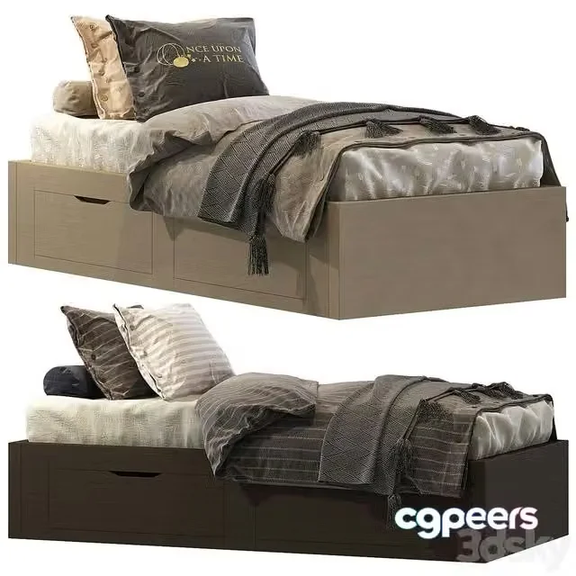3ds Max Free – Children’s bed from IKEA with decorative pillow