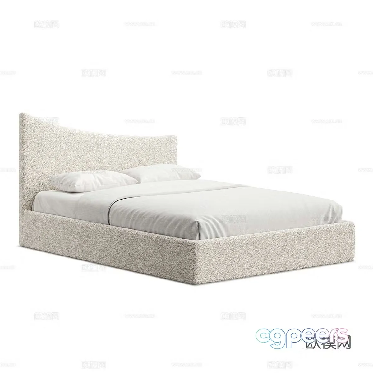 Modern simple double bed Double bed Simple bed Bedroom bed Pillow 3D model