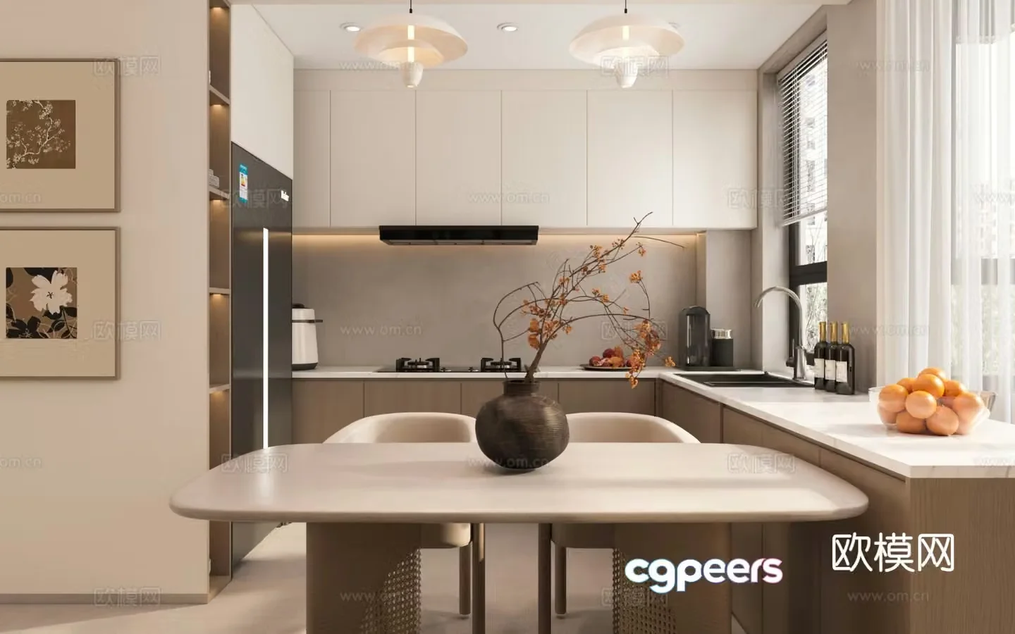 wabi-sabi kitchen cabinet 3d model