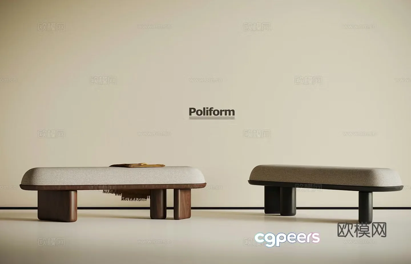 Middle-aged bench shoe change stool bed tail stool 3D model