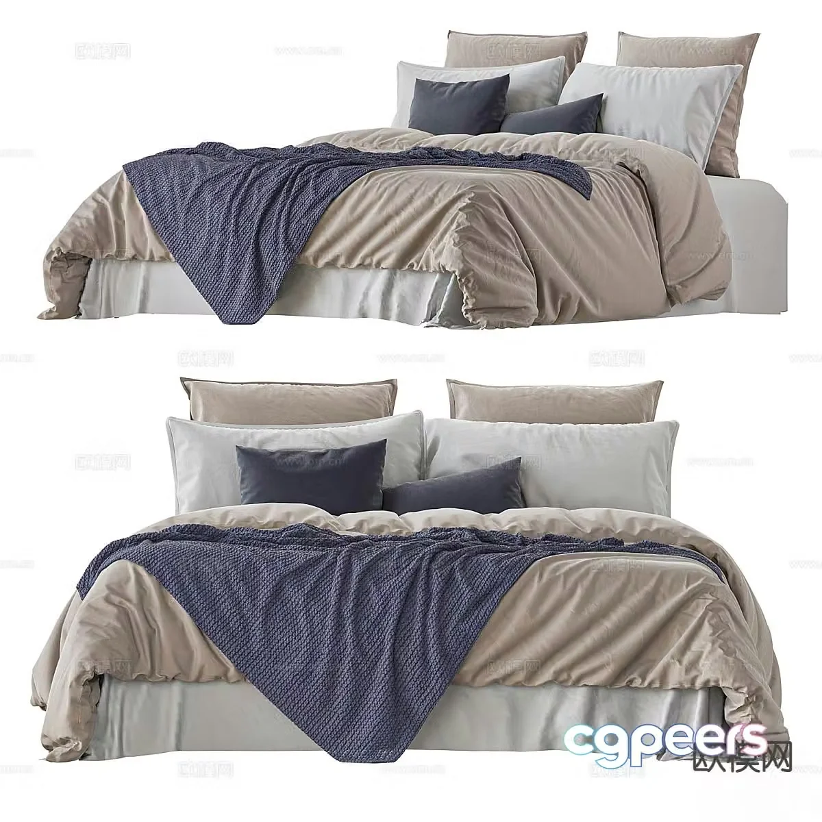Modern double bed 3d model