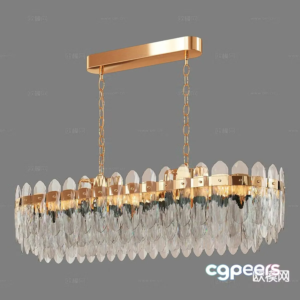 Light luxury crystal chandelier 3d model