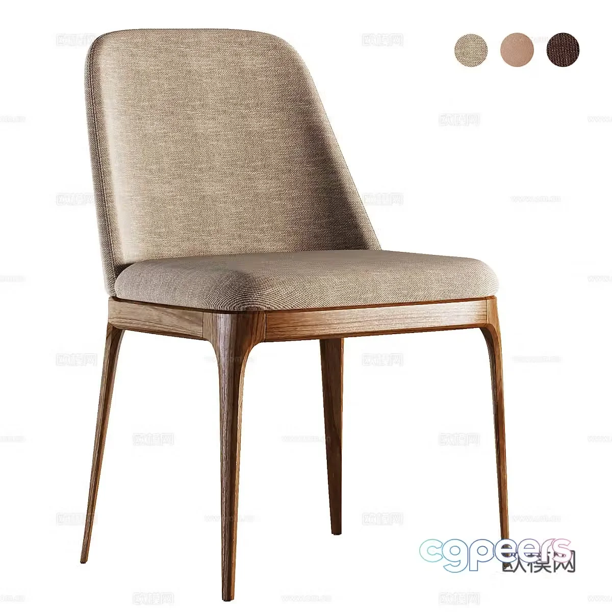 Modern Italian fabric leather wooden single chair 3d model