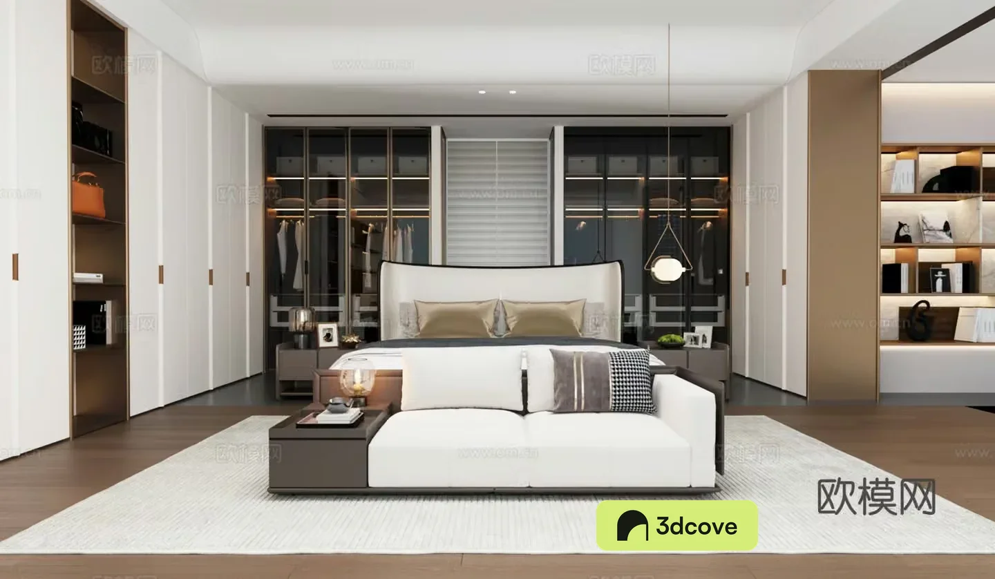 Modern home bedroom premium gray bedroom master bedroom second bedroom elderly room light luxury bedside table wardrobe
