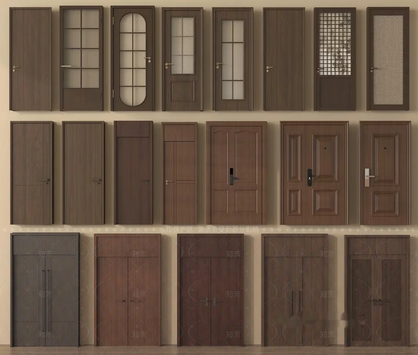 Brown Wooden Doors 3D Model – 9517 – VRAY Render