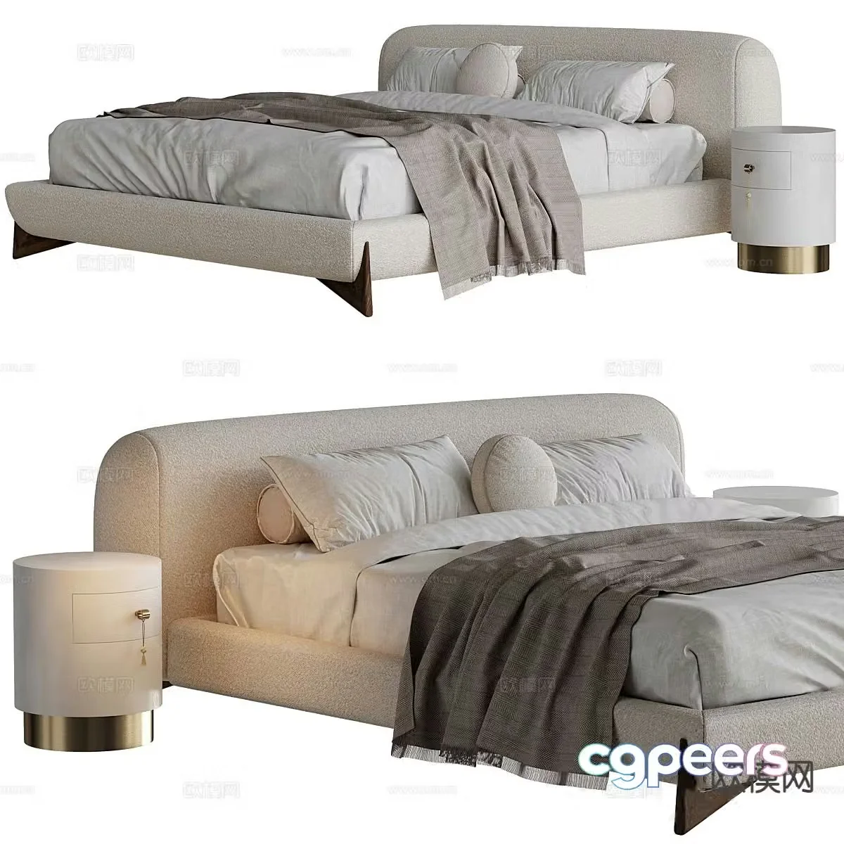 Modern double bed 3d model