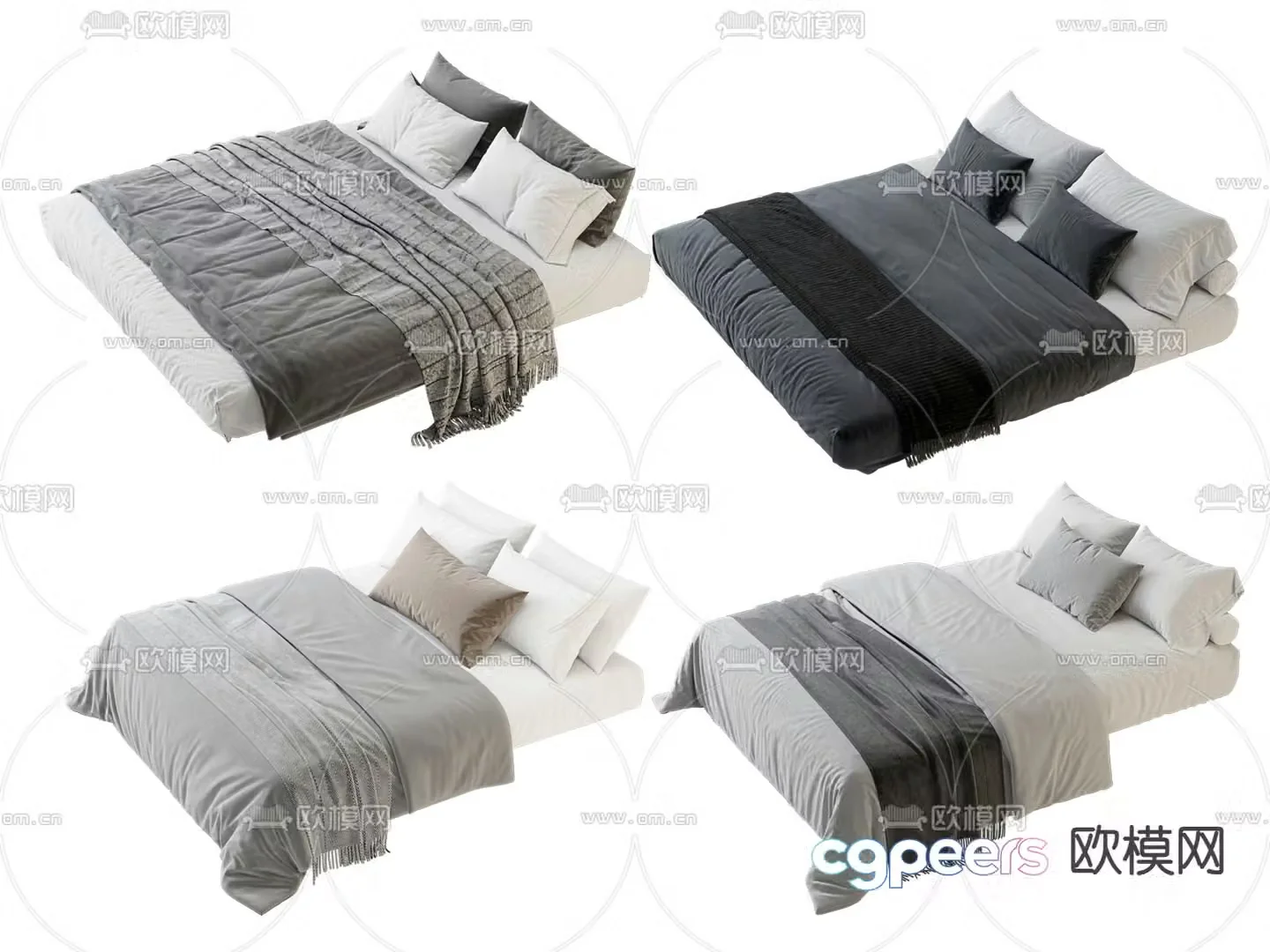 Nordic double bed 3d model